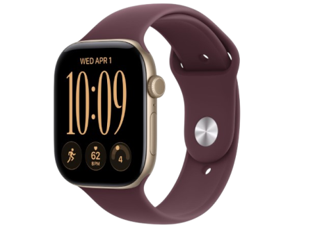 Apple Watch Series 12 GPS, 42mm Light Gold Aluminum Case with Black Sport Band
