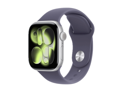 Apple Watch Series 11 GPS, 46mm Silver Aluminum Case with Purple Fog Sport Band