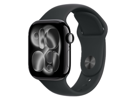 Apple Watch Series 11 GPS, 42mm Jet Black  Aluminum Case with Black Sport Band