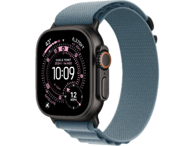 Apple Watch Ultra 3 GPS + Cellular, 49mm Black Titanium Case with Light Blue Alpine Loop