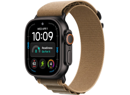 Apple Watch Ultra 4 GPS + Cellular, 49mm Black Titanium Case with Desert Alpine Loop