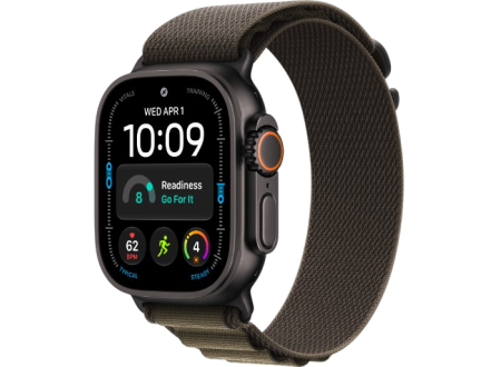 Apple Watch Ultra 4 GPS + Cellular, 49mm Black Titanium Case with Dark Olive Alpine Loop