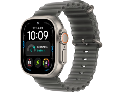 Apple Watch Ultra 4 GPS + Cellular, 49mm Natural Titanium Case with Translucent Black Ocean Band