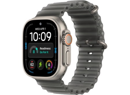 Apple Watch Ultra 4 GPS + Cellular, 49mm Natural Titanium Case with Translucent Black Ocean Band
