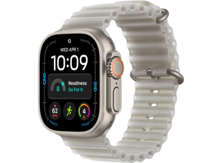 Apple Watch Ultra 4 GPS + Cellular, 49mm Natural Titanium Case with Translucent Gray Ocean Band