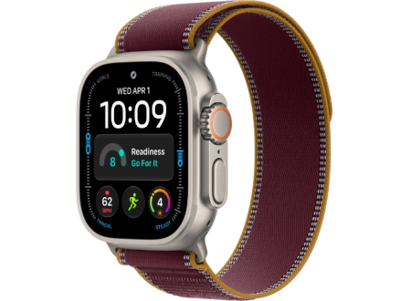 Apple Watch Ultra 4 GPS + Cellular, 49mm Natural Titanium Case with Burgundy Trail Loop