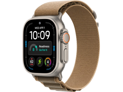 Apple Watch Ultra 4 GPS + Cellular, 49mm Natural Titanium Case with Desert Alpine Loop