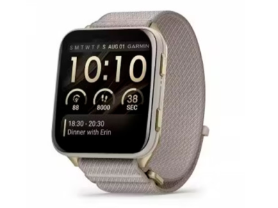 Garmin Venu X1 Soft Gold with Titanium Caseback and French Grey Nylon Band 46mm Garmin Venu X1 Soft Gold with Titanium Caseback and French Grey Nylon Band 46mm