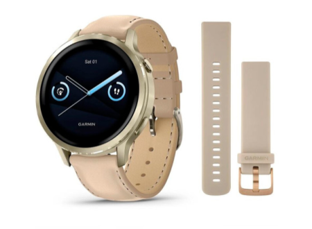 Garmin Venu 4 41mm Lunar Gold Leather