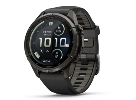 Garmin Fenix 9 Pro 43mm Amoled Sapphira Carbon Gray DLC Titanium with Black/Pebble Gray Silicone Band