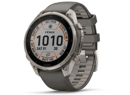 Garmin Fenix 9 Pro 47mm Solar Titanium with Pebble Gray/Silver Gray Silicone Band