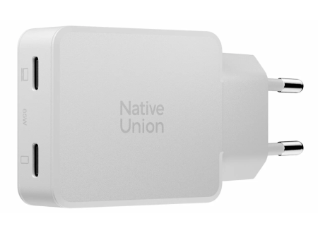 Native Union Pocket Gan Charger 65W, разъемы 2xUSB-C White